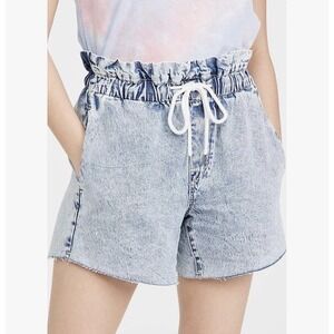 Blank NYC Womens Blue Love On Top Drawstring High Rise Denim Paperbag Shorts 25